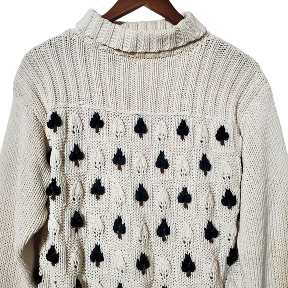 Vintage Jantzen Turtleneck Sweater Size M 3D Tree Knit 3/4 Sleeve Womens - Picture 2 of 11